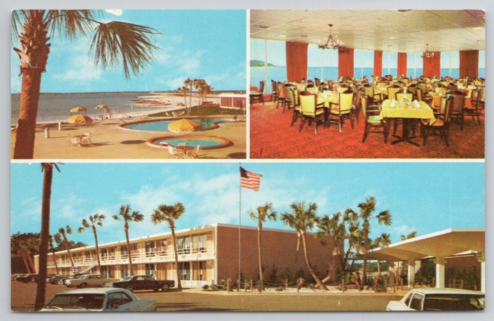 Holiday Inn Gulf Breeze FL Postcard - Pensacola Bay Beach Pool Restaurant