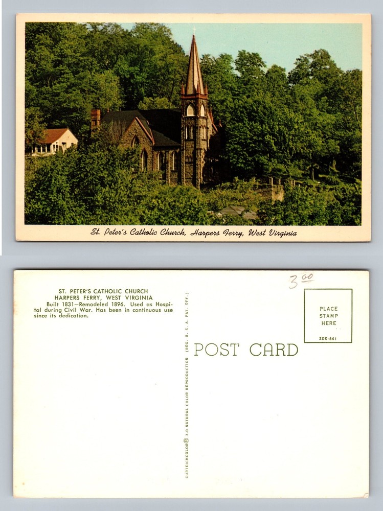 Harpers Ferry, WV-West Virginia, St. Peter Catholic Church View Vintage Postcard