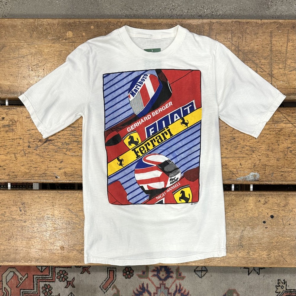 Vintage 90s Ferrari T Shirt Men’s Small F1 Gerhard Berger Nigel Mansell Racing