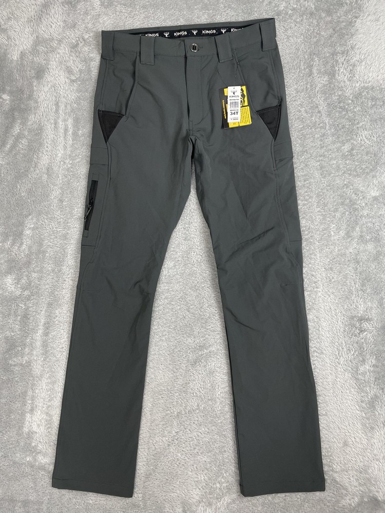 Kings XKG Ridge Pants Mens 34x34 Gray Quick Dry Stretch Cargo Hiking Hunting