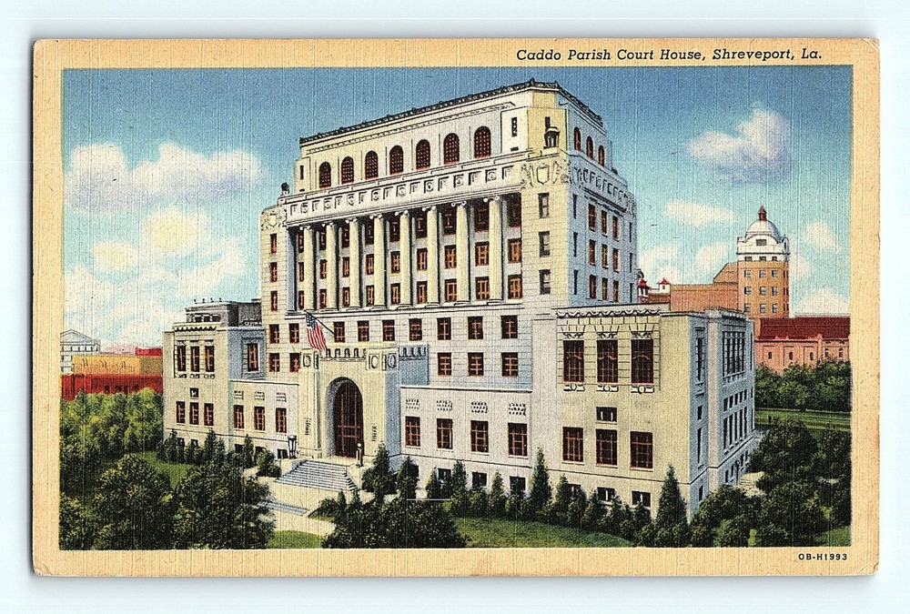 Caddo Parish Court House Shreveport LA Louisiana Vintage Postcard G3