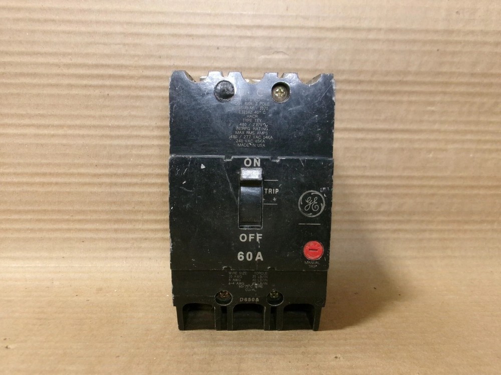 GE General Electric TEY TEY360 3 Pole 60 Amp 480v Bolt On Circuit Breaker  AK