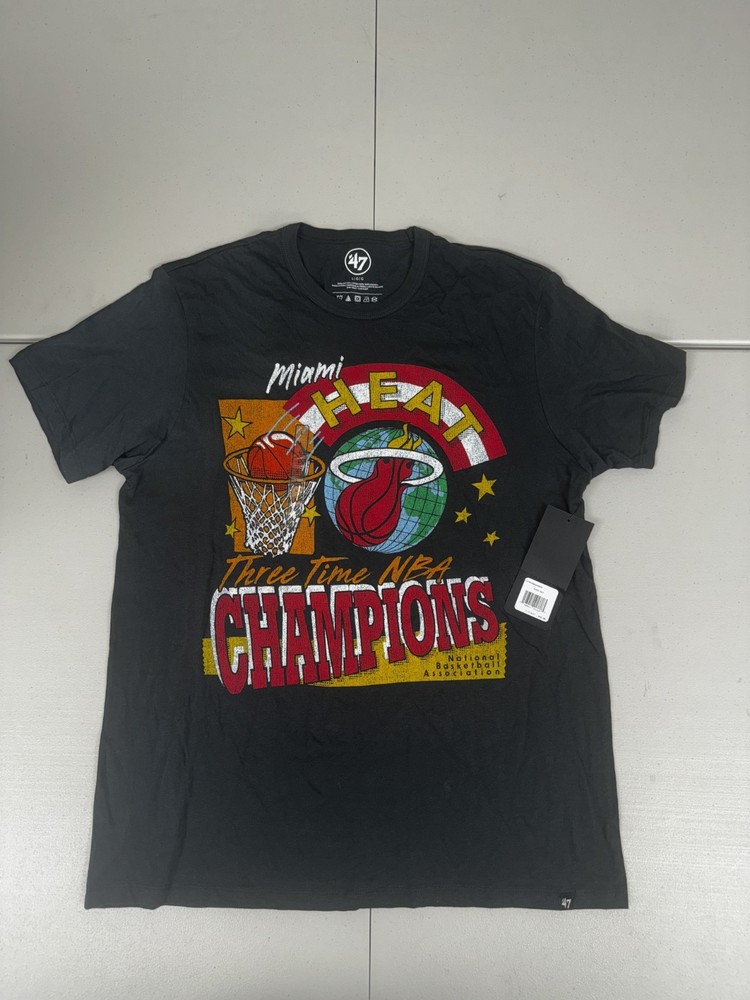 '47 Brand Men's Miami Heat Black Franklin T-Shirt NWT Size L $40
