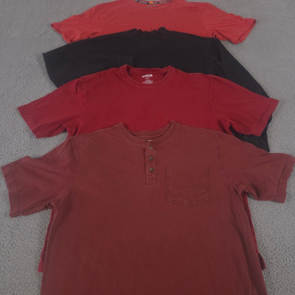 LOT OF 4 Duluth Trading Co Shirt Mens L Red Black Longtail T Relaxed Fit Cotton