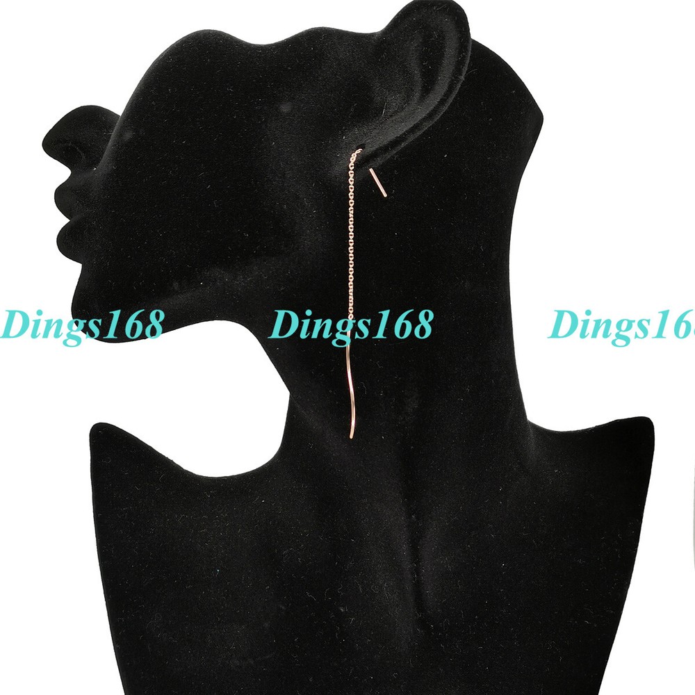 18K Rose Gold Filled Tarnish-Resist Long Threader Stick Earrings J394R