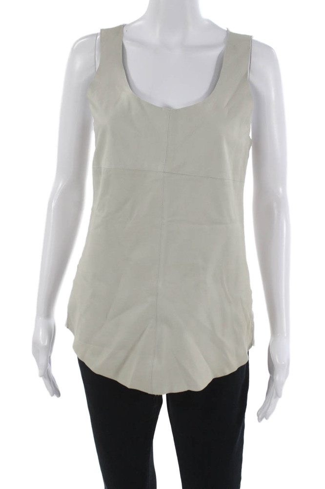 Majestic Filatures Women Beige Linen Basic Scoop Neck Sleeveless Tank Size 2Free Shipping in US $100+ Orders | $6.95 Orders Below