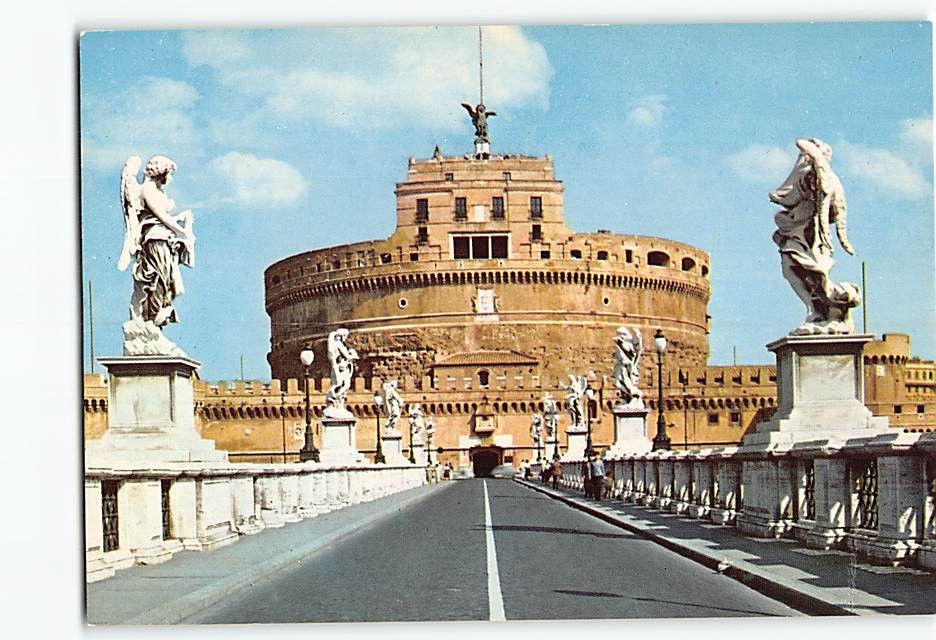 Postcard Sant Angelo Bridge and Castle Rome Italy