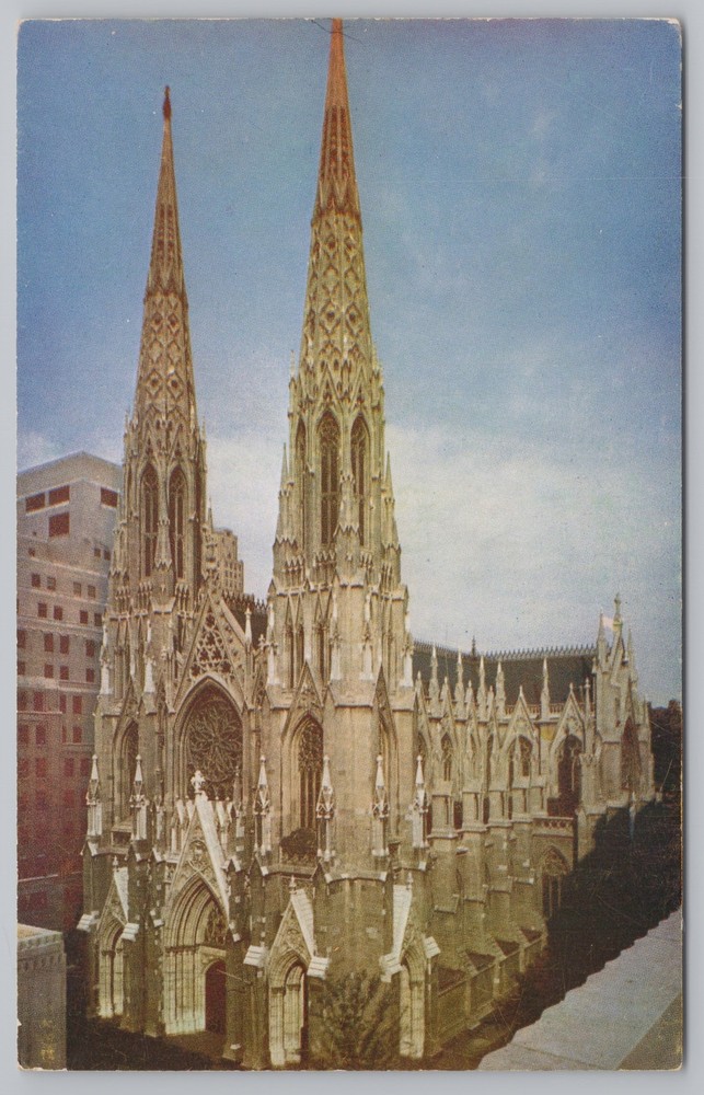 Church & Religious~Air View St Patricks Cathedral New York City~Vintage Postcard