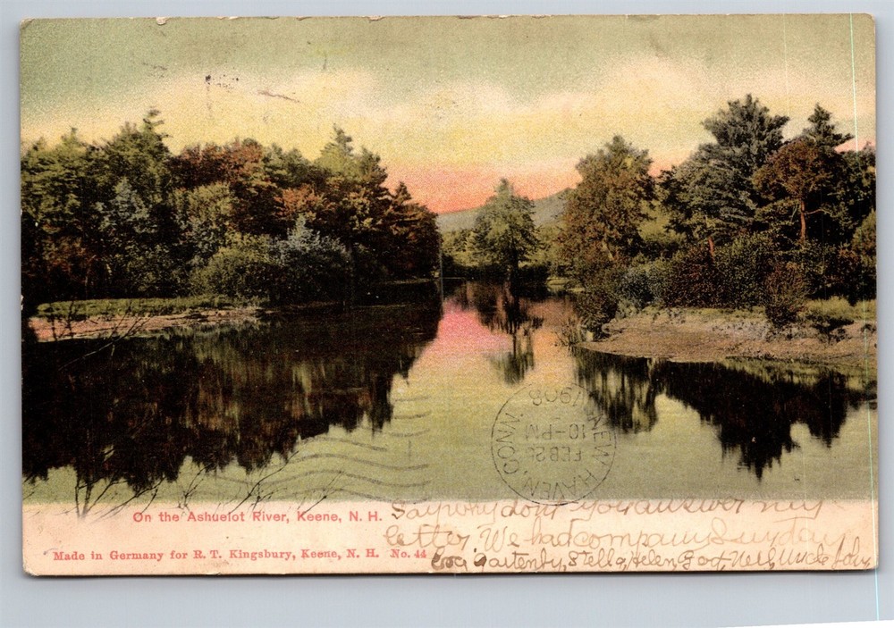 Ashuelot River Scene Keene NH C1908 UDB Postcard AB8