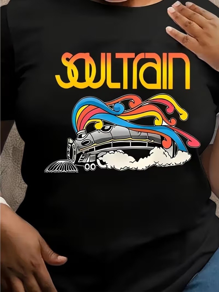 T-Shirt featuring 'Soul Train' in Retro Colorful Gradient Print