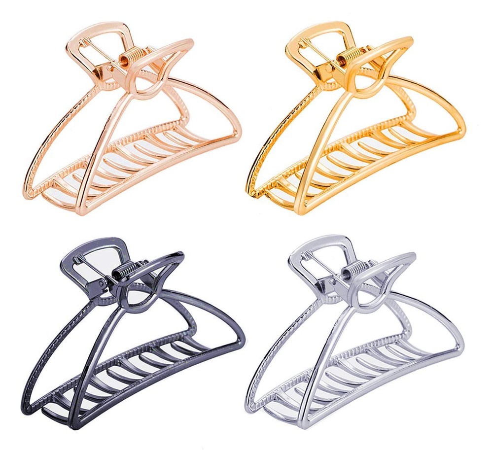 4 Pack Metal Hair Claw Clips Set Hair Catch Barrette Claw Jaw Clamp for Women