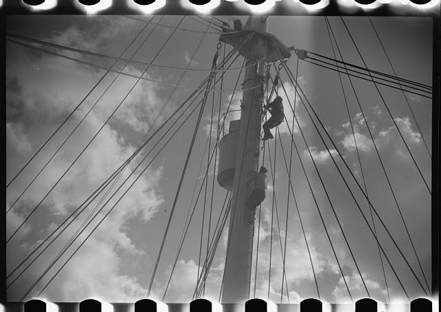 Photo:S.S. Coamo at Sea 1941 Dec Ship Mast Sailors Aboard New York Exit