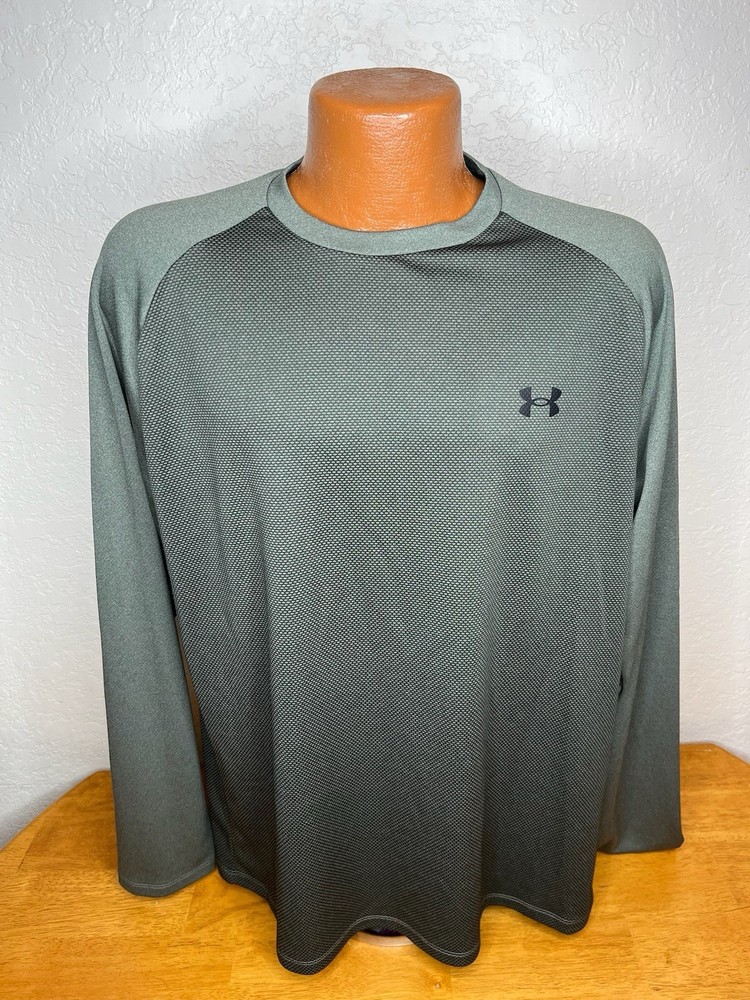 Men's Under Armour Cold Gear L/S Athletic T-Shirt Large L - Gray Dots - Poly