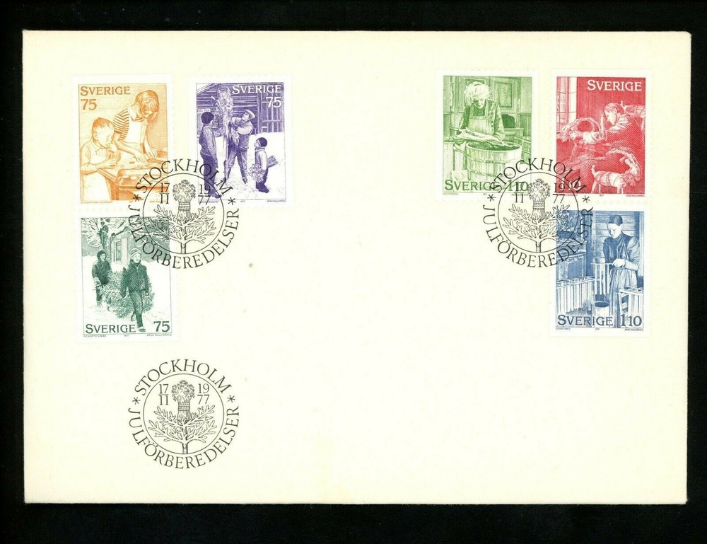 Postal History Sweden FDC #1225-1230 Religion Christmas 1977