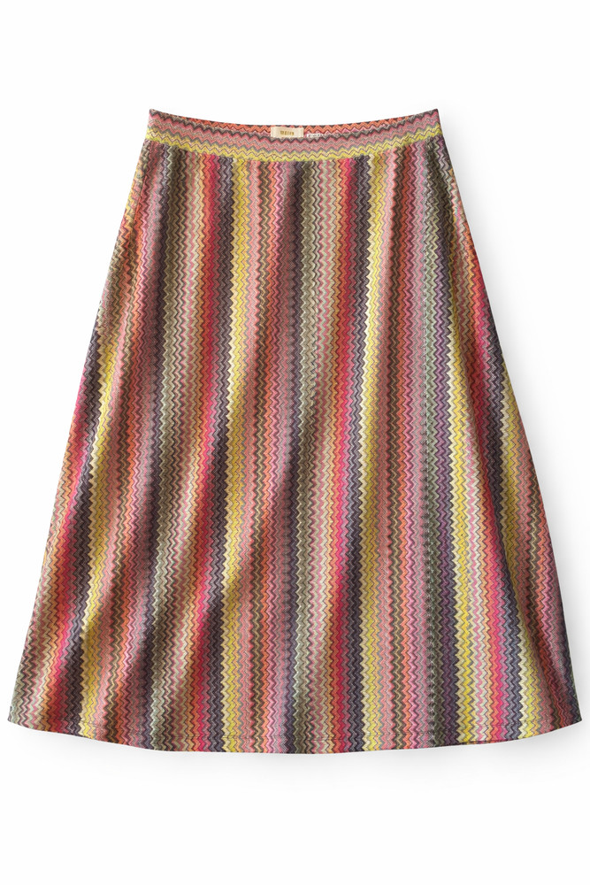 Anthropologie Maeve Pink Chevron Knit Midi Skirt XL Boho Retro Colorful Retro