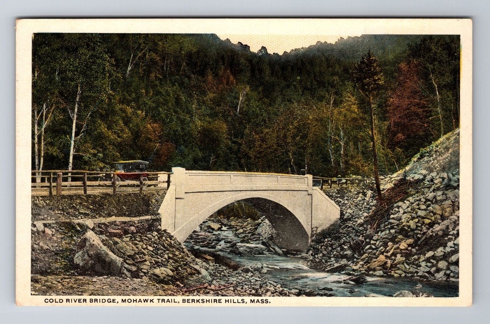 Berkshire Hills MA-Massachusetts Mohawk Trail Cold River Bridge Vintage Postcard