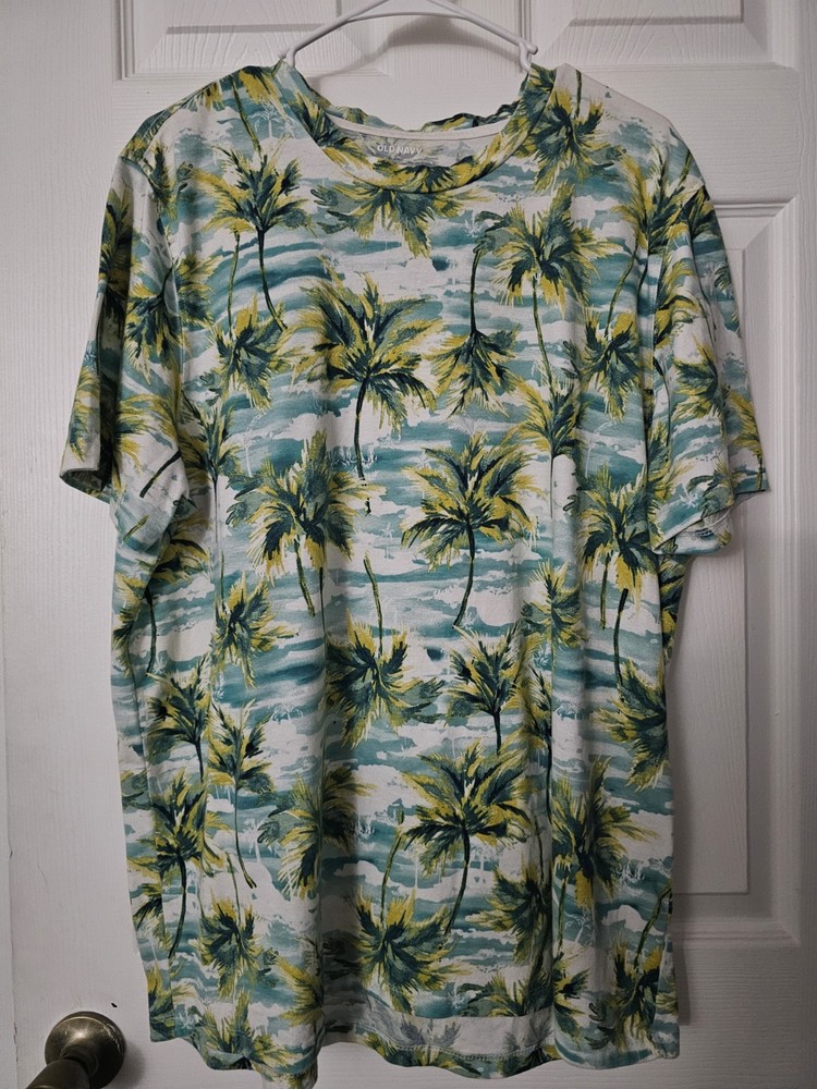 Old NAVY Tropical Palm Print  Mens T-Shirt XL Casual Wear