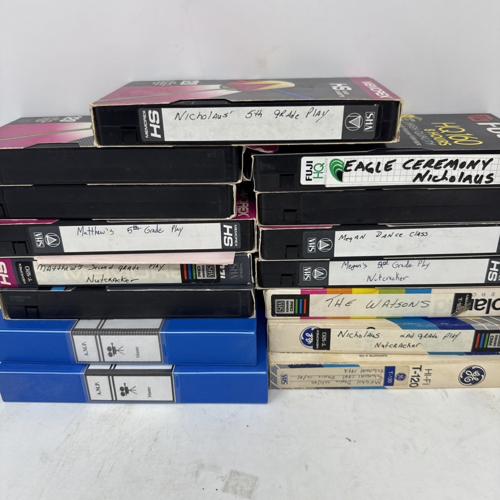 Lot of 14 1990s Family Home Videos Found Footage VHS Tapes Plays Dance Recitals