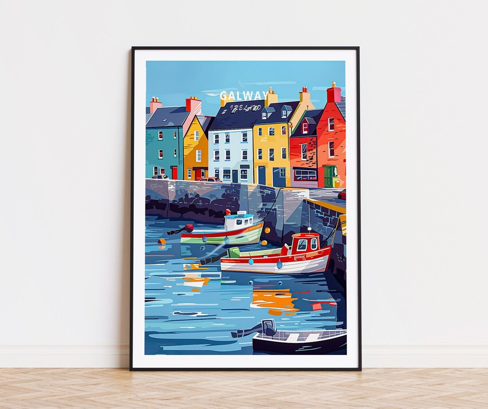 Galway Travel Poster Ireland Wall Art Ireland Galway Print Custom Travel Poster