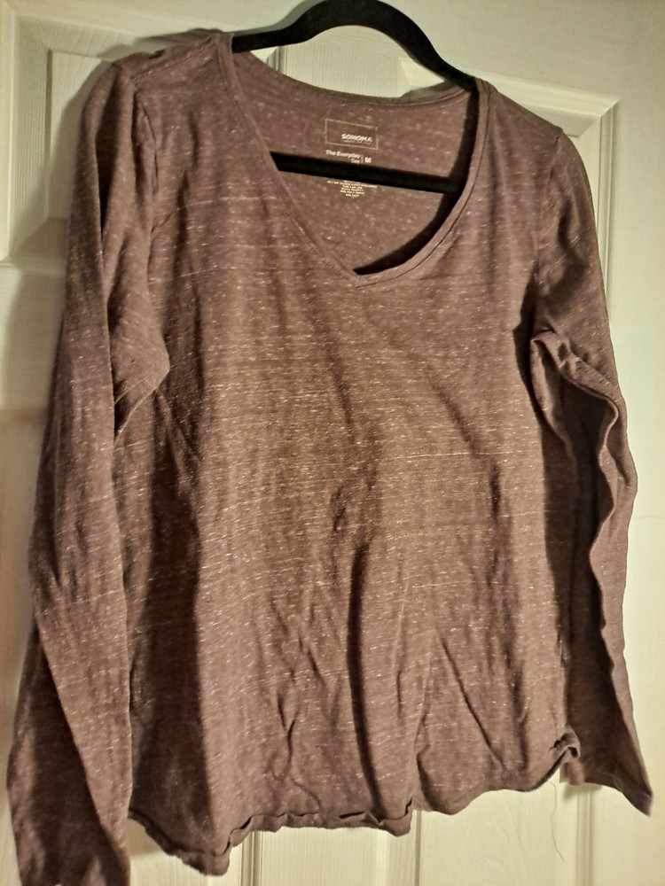 Womens Sonoma Long Sleeve Top Muave Purple Size Medium