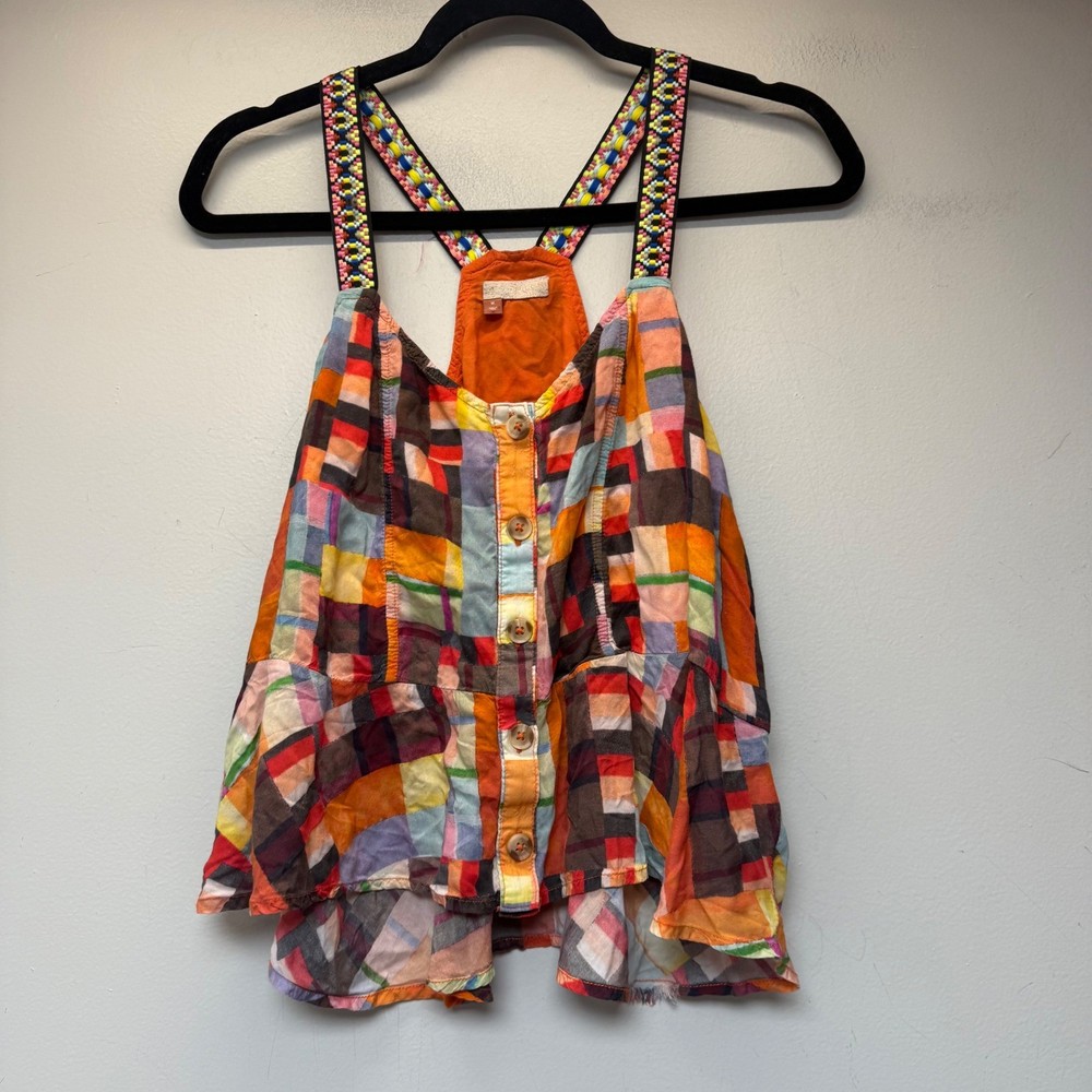 Pilcro Patchwork Tank Top Womens Medium Multicolor Excellent Boho