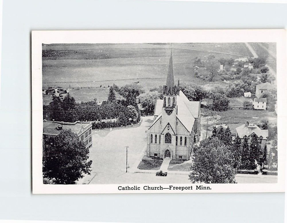 Postcard Catholic Church Freeport Minnesota USA
