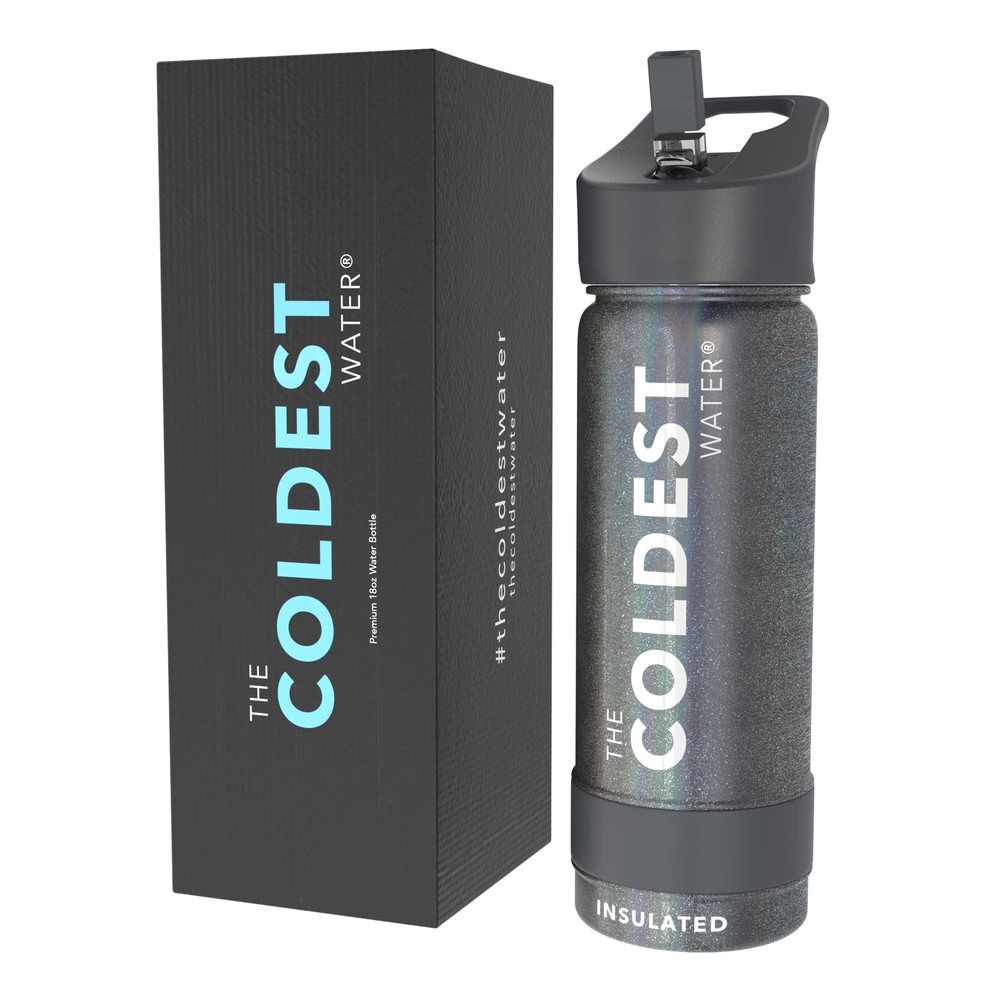 Coldest Insulated Sports Water Bottle with Straw Lid Handle Leakproof Vacuum Technology