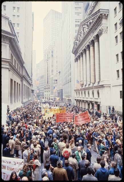 Wall Street New York City 1981 Anti Nuclear Weapons Protest Demonstration
