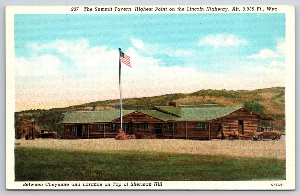 Wyoming~The Summit Tavern Highest Point On Lincoln Hwy~Vintage Linen Postcard