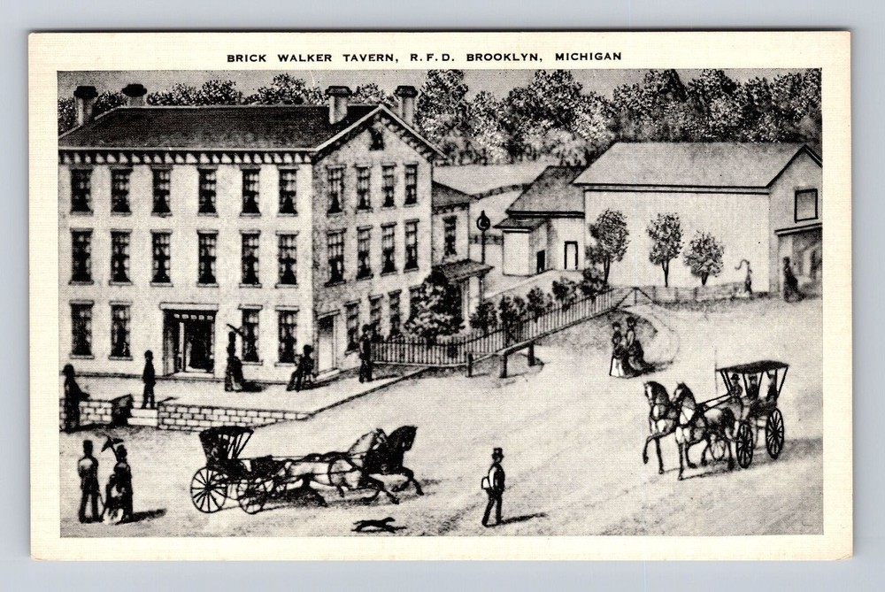 Brooklyn MI-Michigan, Brick Walker Tavern, Advertising, Antique Vintage Postcard