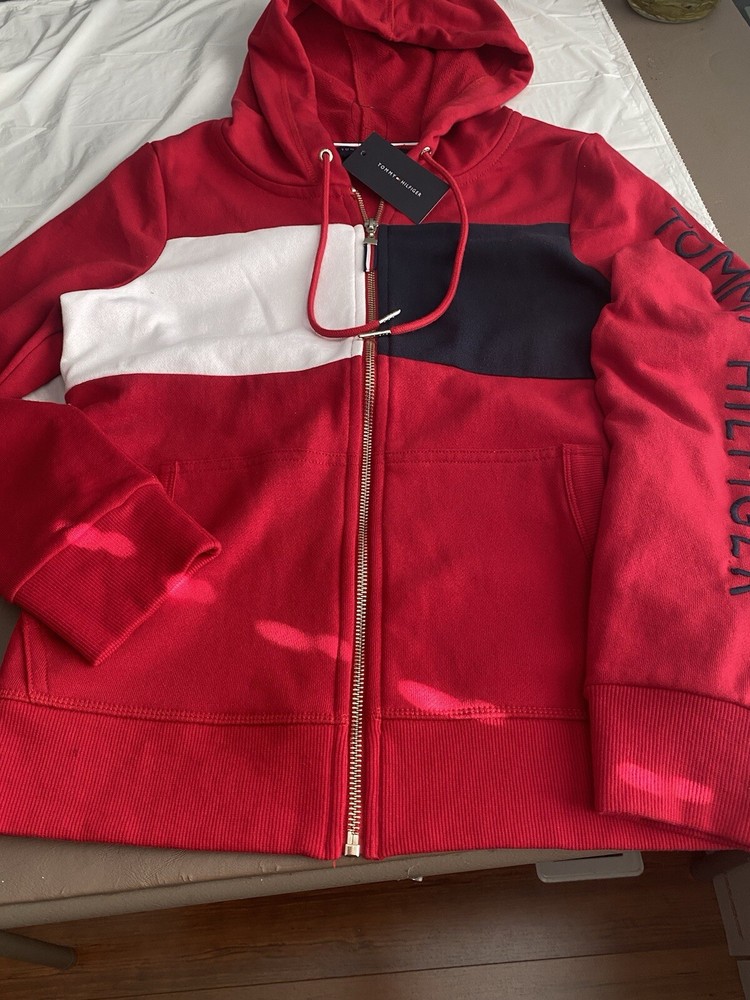 Tommy Hilfiger Womens XS Full Zip Hoodie Sweatshirt Jacket