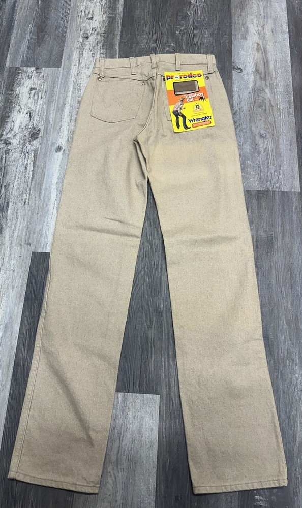 Men's Wrangler Cowboy Cut 13 MWZ Pro Rodeo Denim TAN Jeans 29x36 NWT