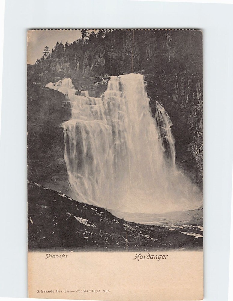 Postcard Skjervsfossen Waterfall Hardanger Norway