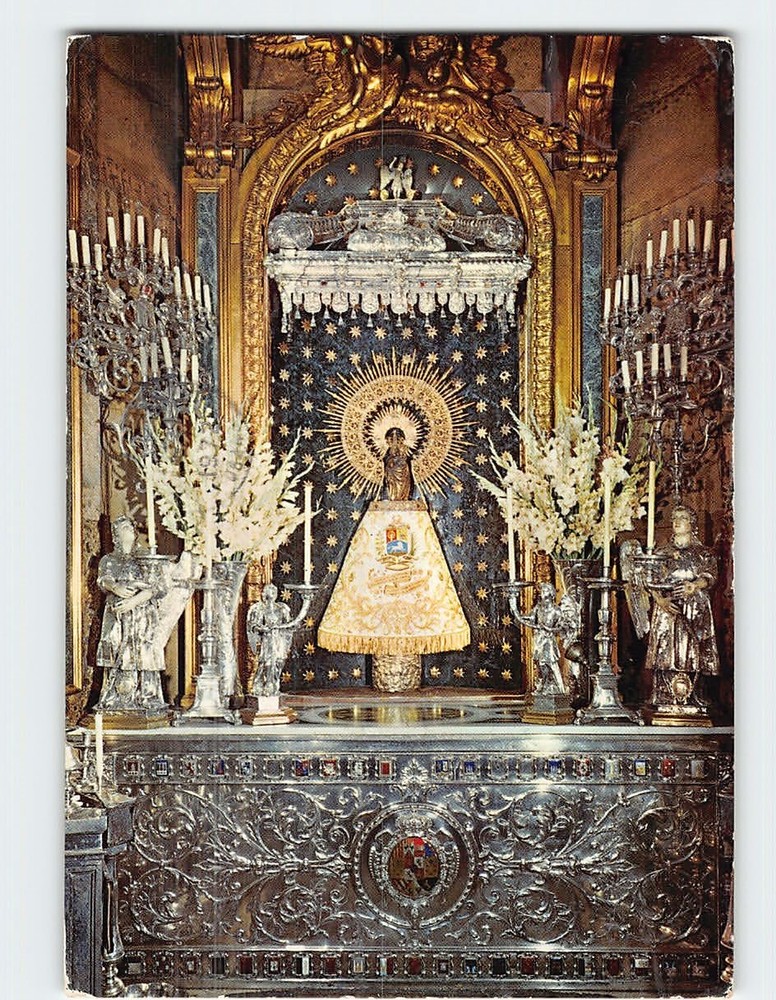 Postcard Altar and Statue of Our Lady of the Pillar Zaragoza Spain