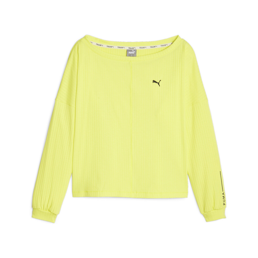 Puma Studio Unwind Scoop Neck Long Sleeve Athletic Tee for Women in Yellow