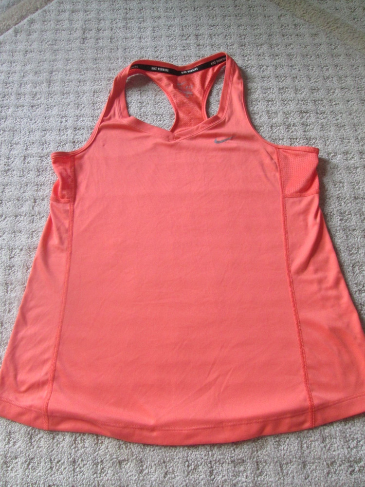 NIKE Running Dri-Fit Tank Top Womens Medium Racerback Shirt Orange