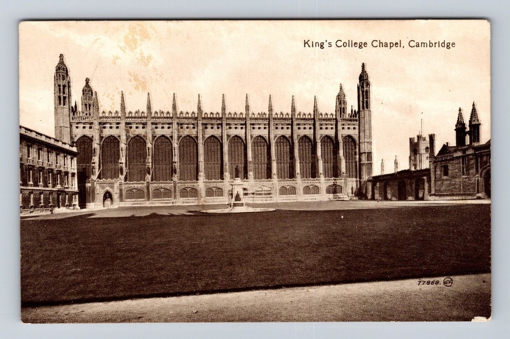 Cambridge England, King's College Chapel, Antique, Vintage Souvenir Postcard