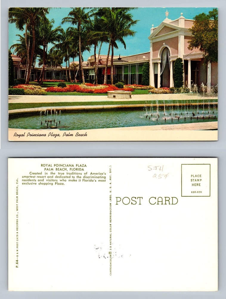 Palm Beach, FL-Florida, Royal Poinciana Plaza Card View, Vintage Postcard