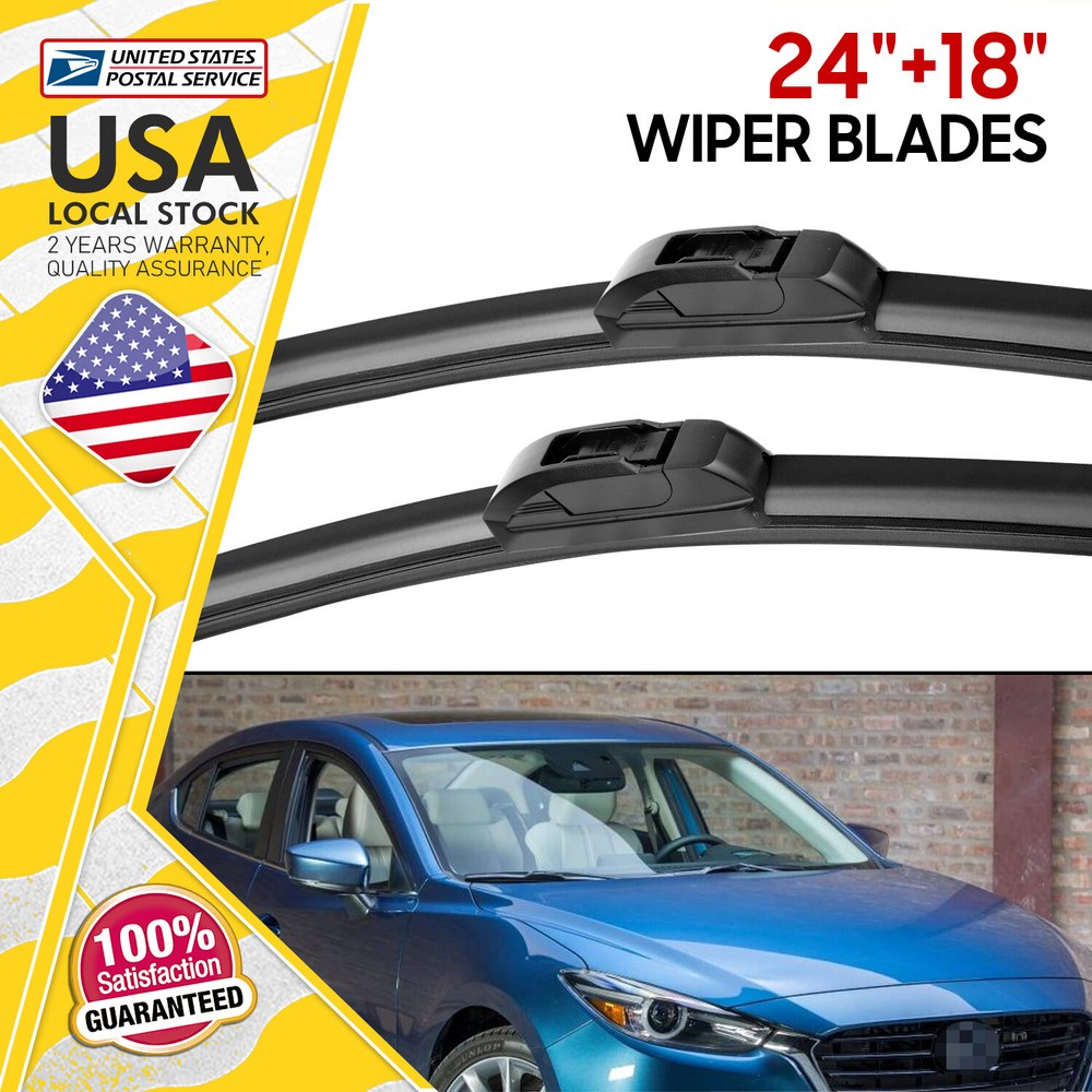 24in & 18in High-Performance Windshield Wiper Blades Set - Front Left & Right Replacement