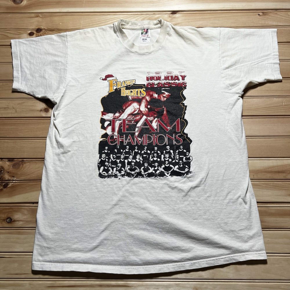 Vintage 90s 1997 Franklin Heights Wrestling School Champions Shirt Size 2XL