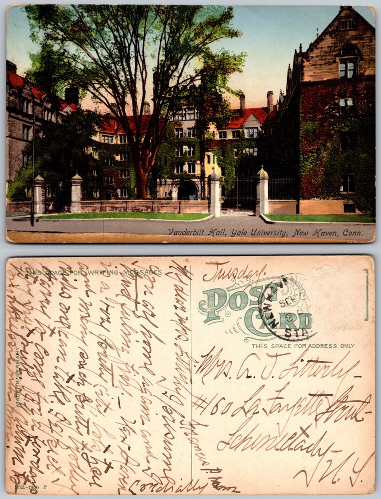 Vanderbilt Hall Yale University New Haven CT Postcard