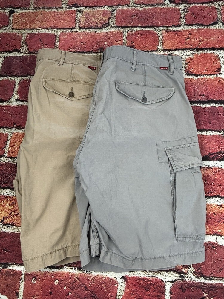 Levi's Cargo Shorts Men 34 Bundle Beige & Grey  Outdoor Fishing Hiking Flat