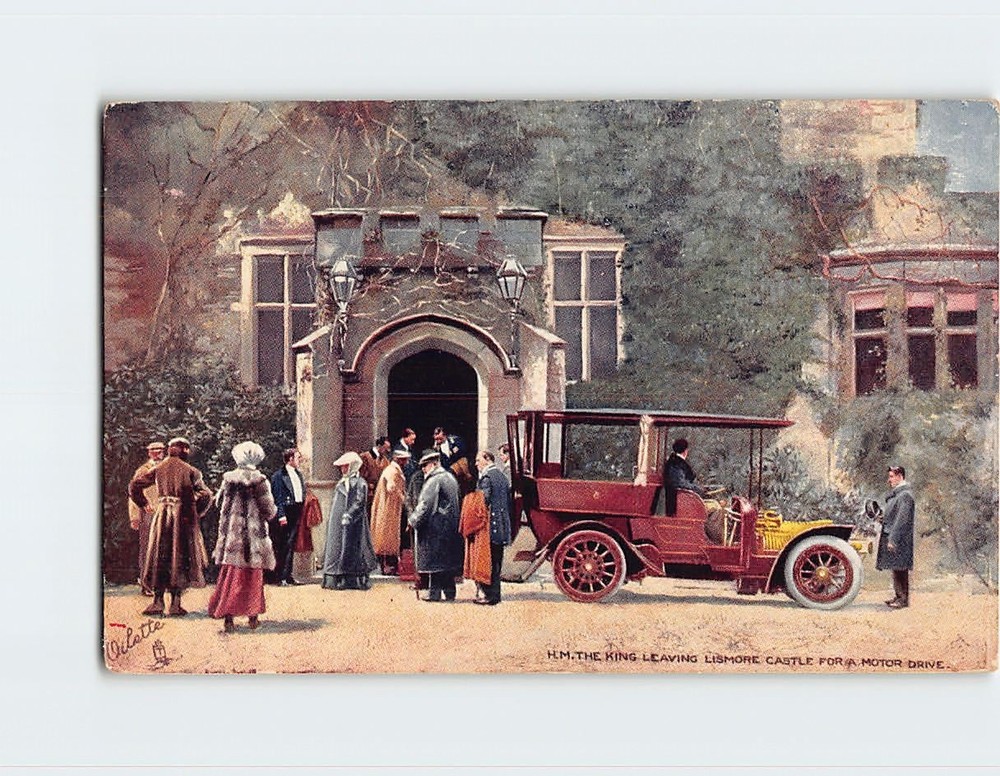 Postcard HM The King Leaving Lismore Castle For A Motor Drive Lismore Ireland