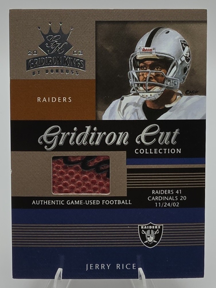 2003 Donruss Jerry Rice Cut Collection Game Used Football /275 Oakland Raiders
