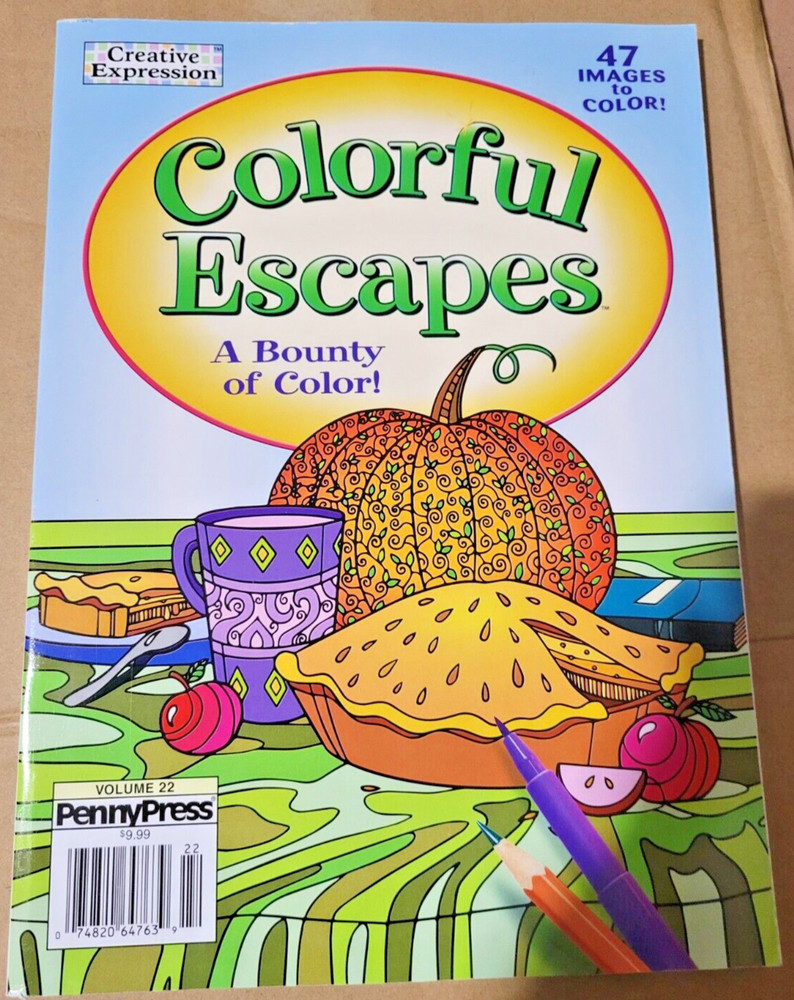 COLORFUL ESCAPES - A Bounty of Color! Vol. 22 - Adult Coloring Book - 47 Pages