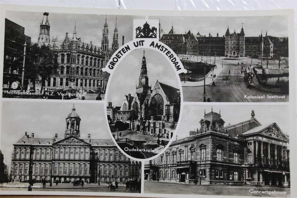 Netherlands Amsterdam Greetings Concert Royal Palace Postcard Old Vintage Card