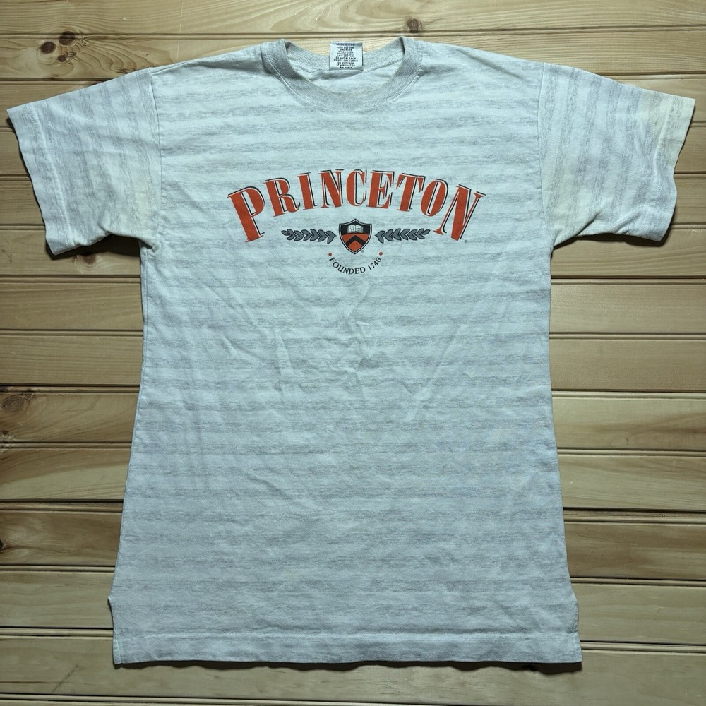Vintage 90s Princeton University Tigers Striped Single Stitch Shirt Size M