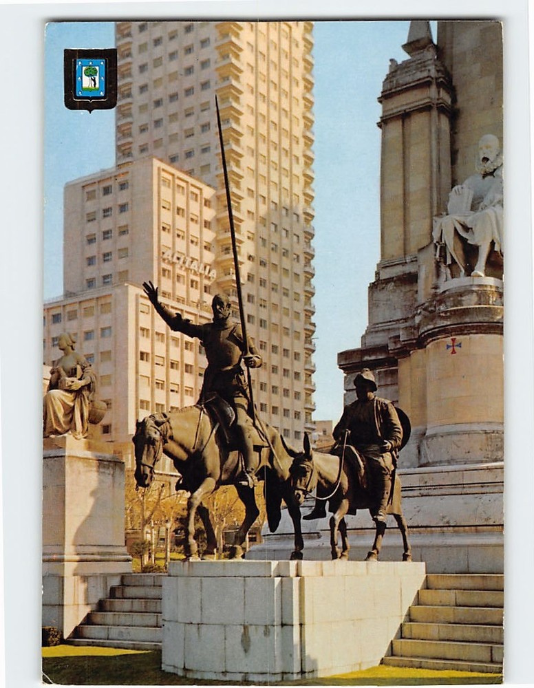 Postcard Cervantes Monument Madrid Spain