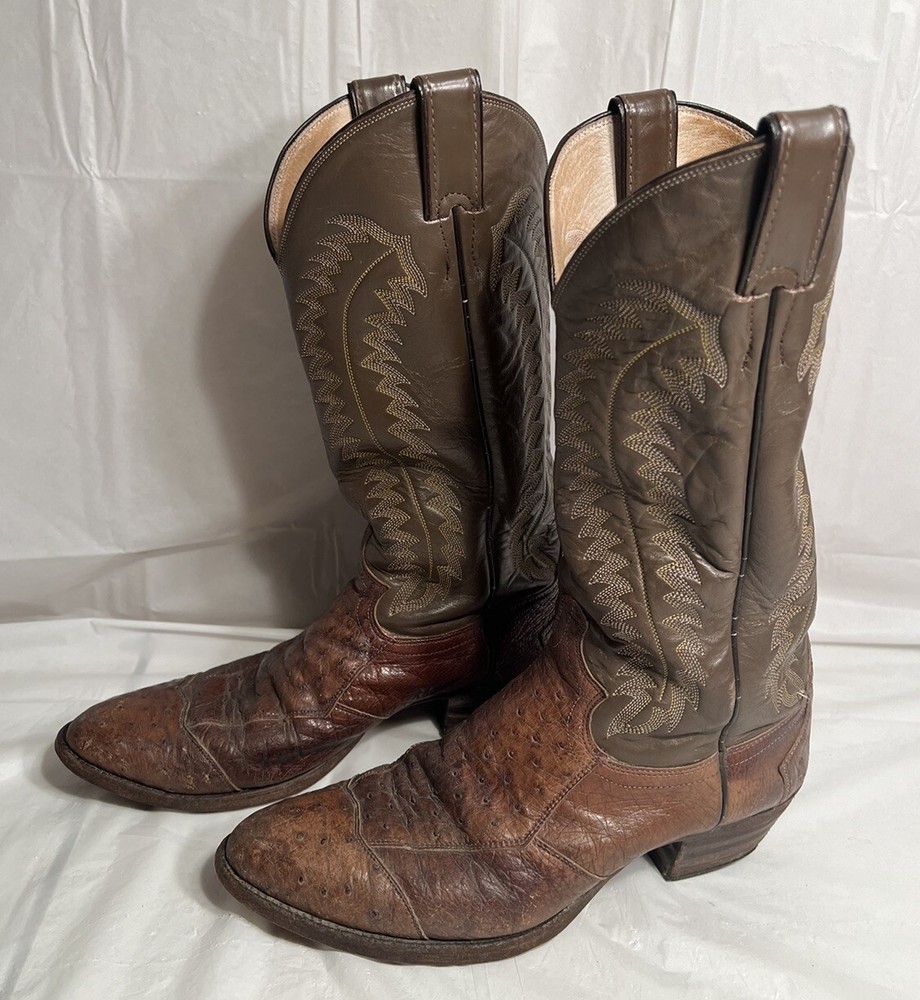 Justin Men's Y2372 Brown Leather Cowboy Boots Size 8D Western USA Made