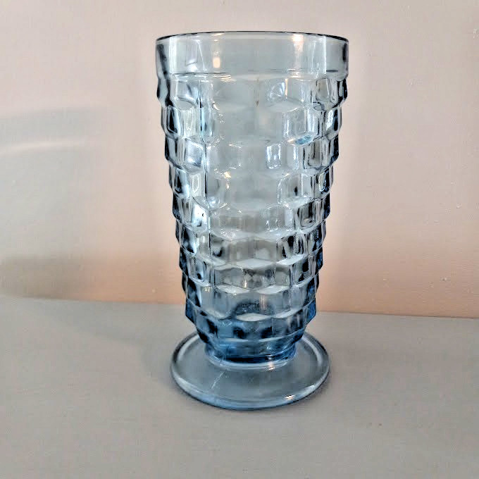 Vintage Indiana Colony Whitehall Blue Tea Glasses Tumbler Footed Lot Of Two